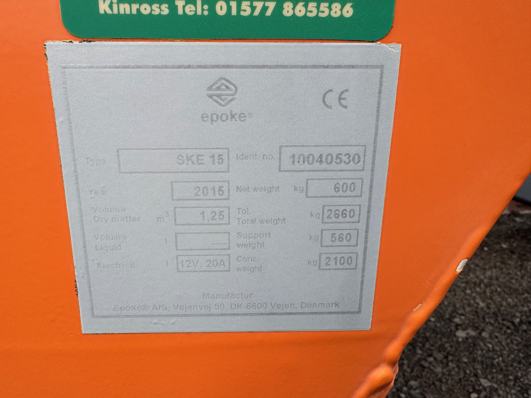 Epoke SKE 15 Gritter Trailer / Salt Spreader